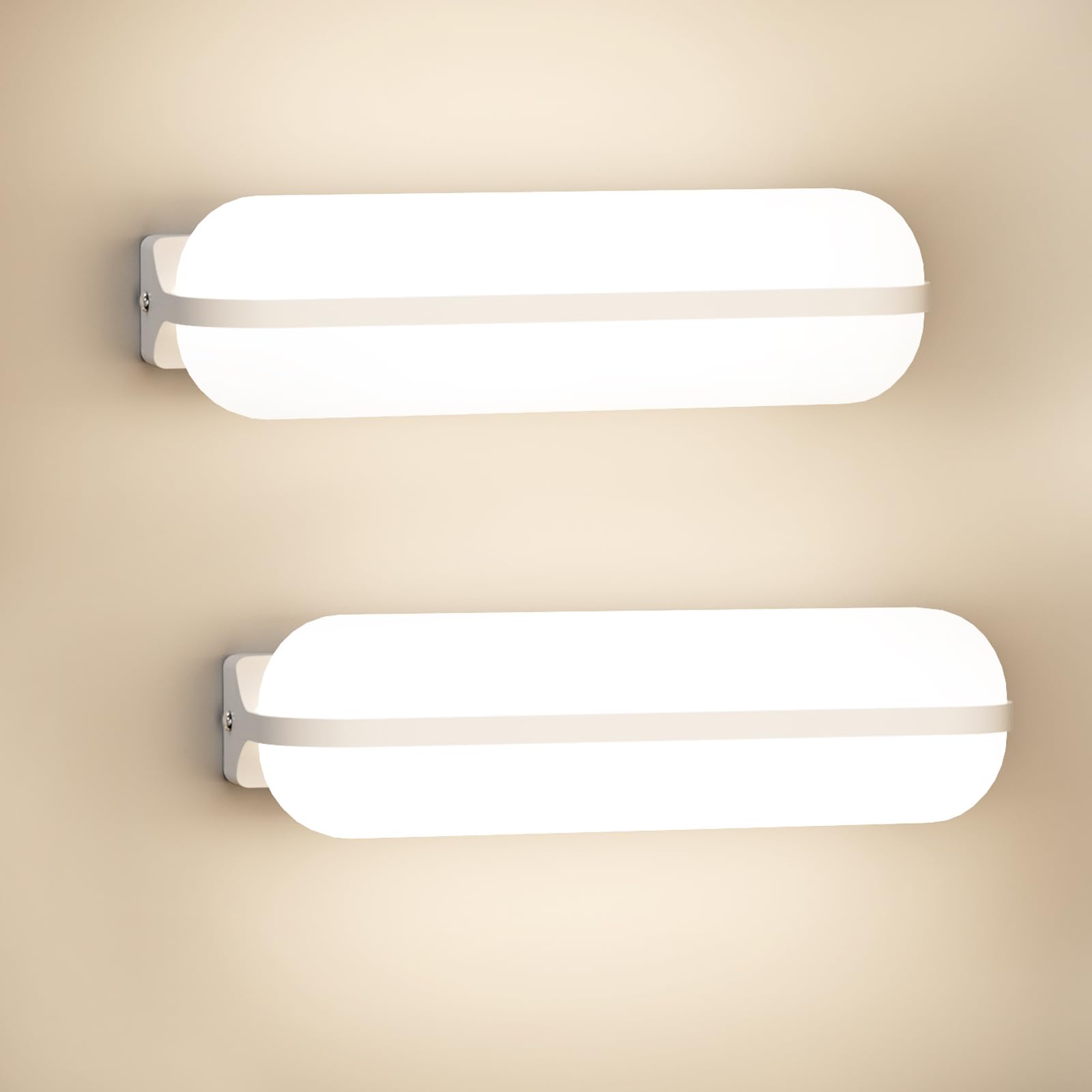 Applique Murale Intérieure LED Blanc - 2 Pack, 20W 2000LM Applique Murale Exterieur, 4000K Up-and-Down Éclairage Lampe, IP65 Luminaires Intérieur pour Escaliers Couloir Jardin Garage WC