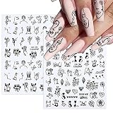 Flower Nail Stickers,Black Rose Nail Art Stickers Decals 3D Self-Adhesive Nail Art Supplies 8 Sheets