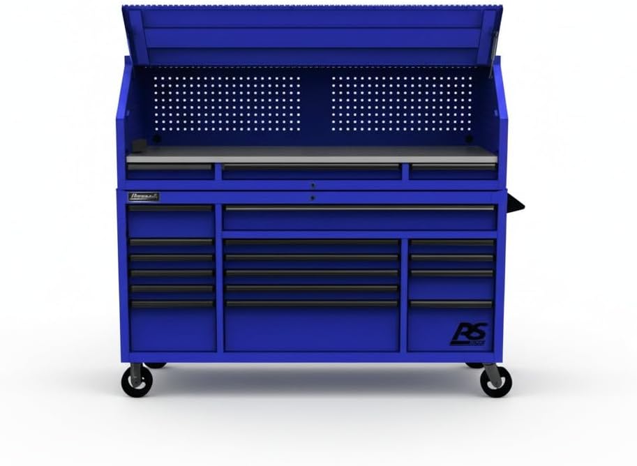 Homak 72" RS Pro Combo Rolling Hutch and top Chest (ToolChest, Grey)