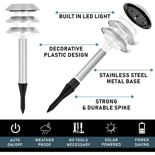 Morvat LED Solar Lights Outdoor, Solar Garden Lights, Outdoor Solar Garden Pathway Light, Solar Yard Lights, Waterproof, Pack of 6