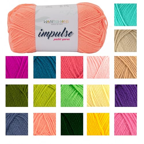 Image of WOAFashions Impulse Hand Knitting & Crochet Yarn, Premium Acrylic, 4 : Medium (Orange Coral) (4x100gms / 14.1oz)