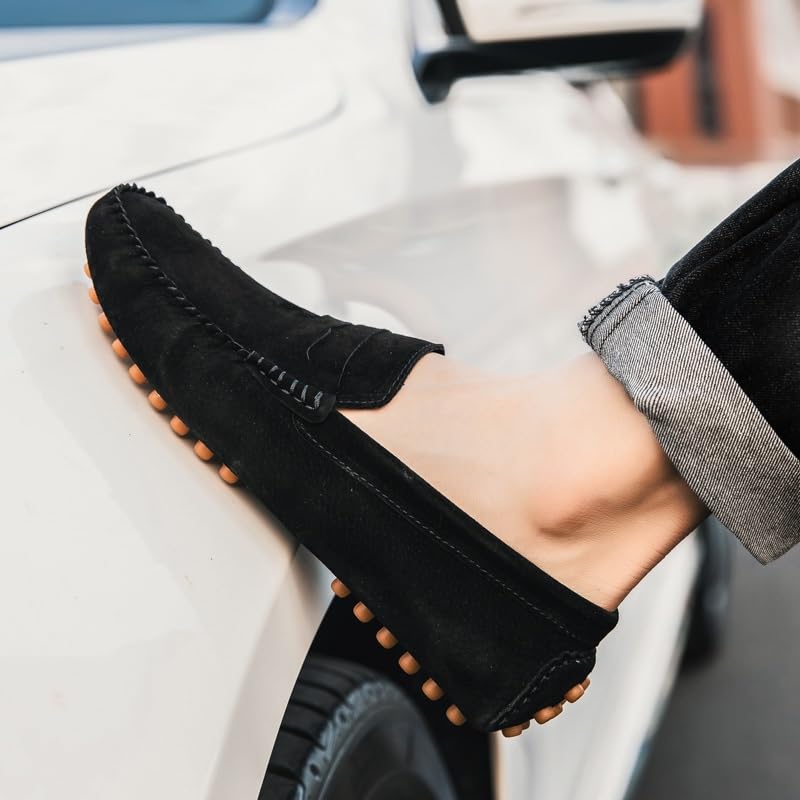 Mens Loafers Round Toe PU Leather Driving Penny Loafers Lightweight Flat Heel Anti-Slip Classic Slip-ons3