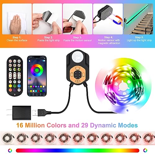 Tira LED con sensor de movimiento 6 m 2 sets RGB miniatura 7