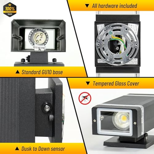Image of Dusk to Dawn Outdoor Wall Light Modern Up Down LED Wall Sconce, Aluminum Waterproof Exterior Lighting Fixture Porch Lights for House Patio Sensor ETL