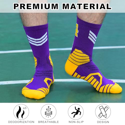 Men Basketball Socks 2/4 Pairs, Basketball Team Lucky Number Athletic Sports Socks for Adult Youth Kids3