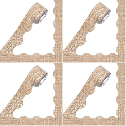 Image of 60 Feet Bulletin Board Borders, Scalloped Rolled Border Trim Decoration Bulletin Boards, Walls, Desks, Windows, Doors for School, Classroom & Offices (Pack of 4)