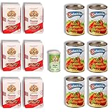 DELICRET - PIZZA NEAPEL Original Zutaten | 6x1 kg Caputo Pizzeria Pizzamehl | 1x 100g Caputo Trockenhefe | 6x 400g San Marzano Tomaten Dosen | +NEAPOLITANISCHE PIZZA REZEPTE