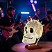 CoolGift Mart Light Up Guitar Pick Holder, Acrylic Skull Pick Holder with Wooden Base for Picks Storage and Display, Gift for Guitar Players Guitarists