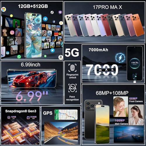 Image of 17PM Smartphone: Snapdragon 8 Gen 3, 12GB RAM + 512GB Storage, 7000mAh Battery, 6.99-inch Display, 68MP+108MP Camera, Android 15, 5G, Dual SIM - Superior (Black)
