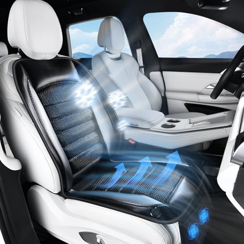 Image of Coverado Cooling Car Seat Cover, Ventilated Seat Cushion for Summer, Cooling Car Seat Pad with Dual Powerful Turbo Fans Universal Fit for Sedan SUV Truck Van, Gray