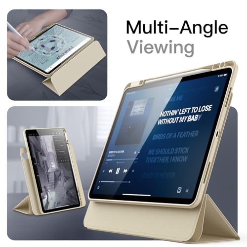 Image of JETech Magnetic Detachable Cover Case for iPad Air 13-Inch M4 /M3 /M2 (2026 /2025 /2024) with Pencil Holder, Removable Rotating Clear Cover, Portrait /Landscape Stand (Starlight)