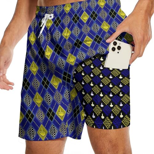 Swim Trunks with Compression Liner for Men 7 Inch Inseam Beach Shorts Quick-Dry 2 in 1 Board Shorts with Pocket2