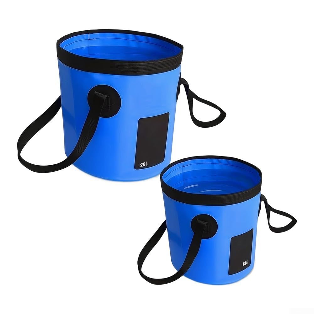 EasyByMall Outdoor Faltschüssel, Faltbarer Eimer Camping, Falteimer Aus Langlebigem Planen Gewebe, Als Waschschüssel, Spülschüssel, Spülwanne, Angel Eimer Für Spülen(Blue 12L)