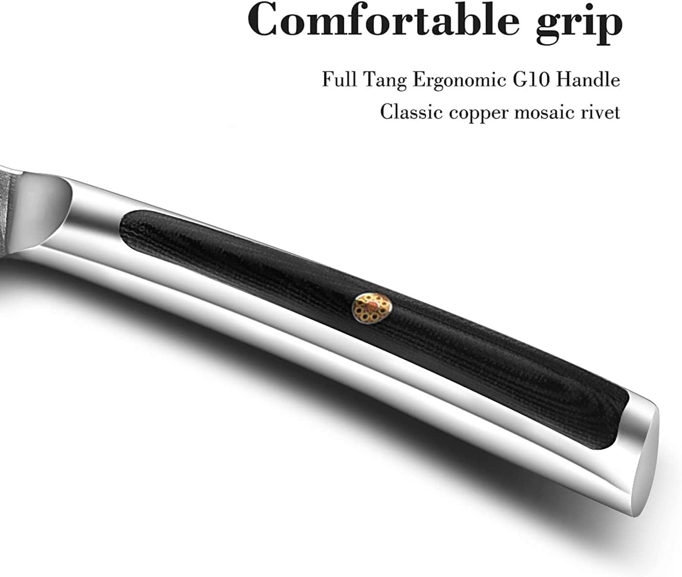 Sunnecko Damascus Steak Knife Set Non Serrated, Japanese VG10 Stainless Steel Steak Knife Set of 2, 5 Inch Steak Knives G10 Handle with Gift Box