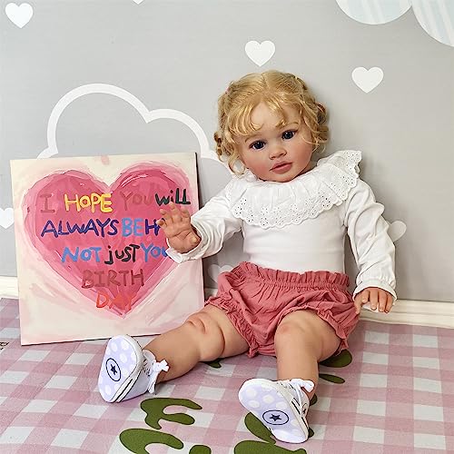 Anano 26 Zoll Reborn Baby Riesige Größe Handgemachte Lebensechte Babypuppe Pippa Weiche Silikon e Tuch Körper Realistische Neugeborene Toddler Mädchen Baby Puppe Für Kinder Alter 3+ – Bild 3