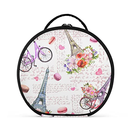 linqin Caja de maquillaje portátil para mujer, organizador de maquillaje de viaje con divisores ajustables, diseño de la Torre Eiffel de París, bolsa para el cuidado de la piel, para artículos de