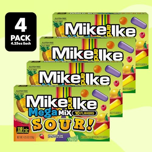 Dulces Mike and Ike Mega Mix Sour 4 cajas 4.25 OZ miniatura 3