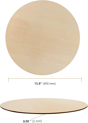 Miniatura 2 de SEUNMUK Paquete de 15 círculos redondos de madera de 16 pulgadas para manualidades, rebanadas de madera en blanco sin terminar, recortes redondos de