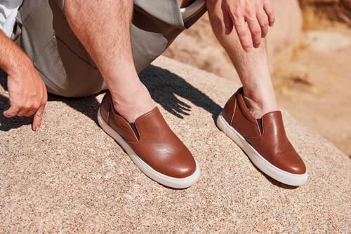 Image of CALTO Men's Invisible Height Increasing Elevator Shoes - Coffee Brown Nappa Leather Slip-on Lightweight Casual Loafers - 2.6 Inches Taller - T1023- Size 8.5 D(M) US