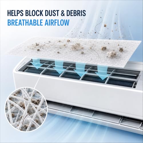 Image of AC Filter for Split AC, 20 x 80 cm Non-Woven Sheets, 10 Pack | Cut-to-Fit White Inlet Filter Covers Help Trap Dust and Debris for Split Air Conditioner Indoor Units
