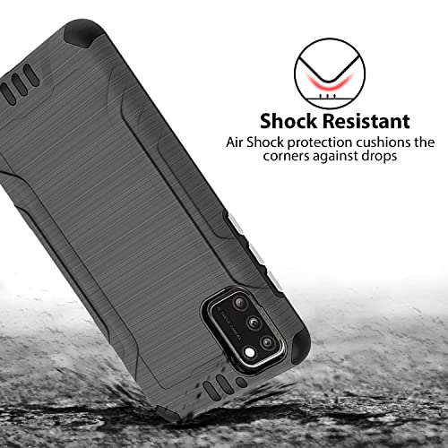 Tjs Compatible With Tcl A3X A600Dl 6.0" (X Version Only) Case, With Tempered Glass Screen Protector Magnetic Support Hybrid Shockproof Metallic Brush Finish Hard Inner Layer Phone Case (Gray) #TOP3