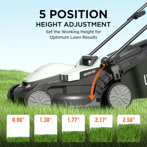 Image of Litheli Electric Lawn Mower Cordless,Grass Cutter Machine for 1600 Sq.Ft.Lawnmower with Brushless Motor,13.5In Cutting Width,8 Gallon Capacity,Cutting Height from 1 to 2.5 in, with 1 4.0 Ah Battery