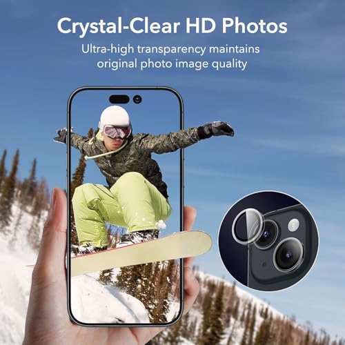 Image of Premium Camera Lens Protector Compatible For iPhone 13 Mini (Silver) Camera Lens Protector - 9H Tempered Glass, Military-Grade Anti-Scratch, Case-Friendly, Easy Install Frame