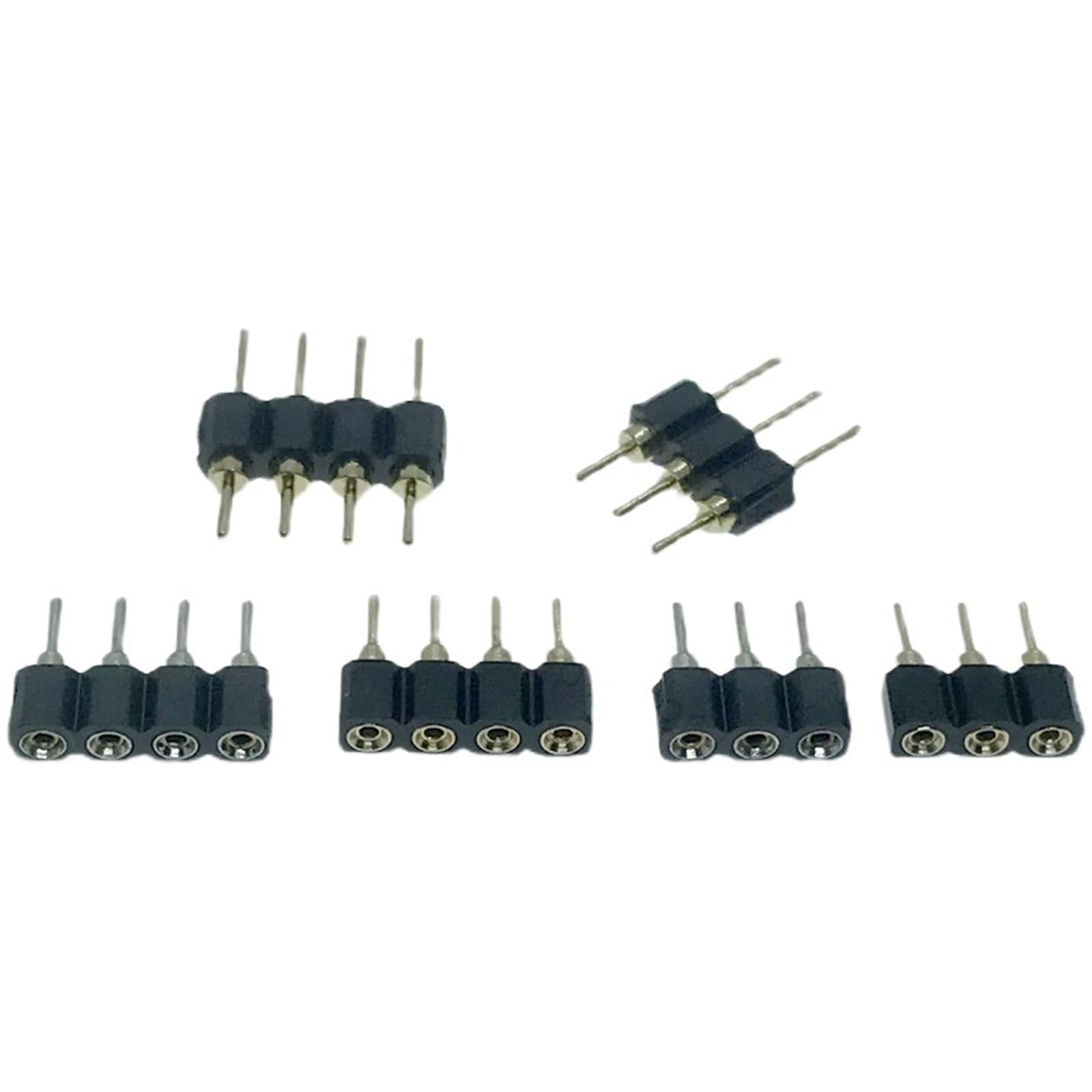 100 Uds 1X2/3/4/5/10/15/20/40P RGB RGBW tira de LED PCB conector agujero redondo ángulo recto DIP oro IC cristal hembra macho(Right Angle,ROUND TIN FEMALE_1X4P)