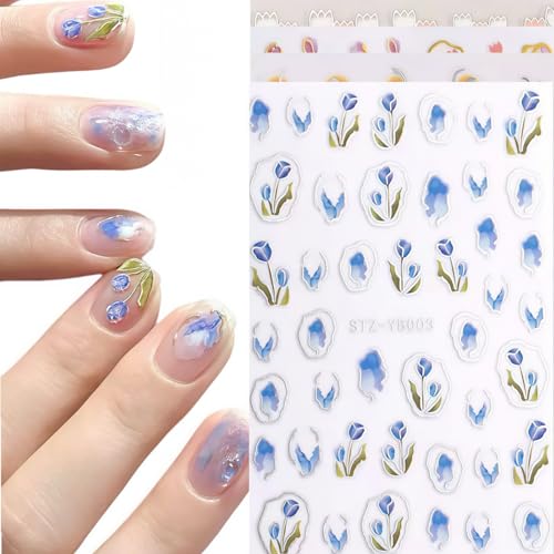 LIVDORA 10 Sheets Nail Stickers, Stripe Line Nail Decals Self Adhesive Marble Wave Nail Art Stickers for DIY Manicure