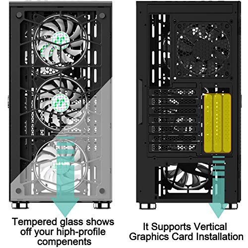 MUSETEX 6 PCS × LED ARGB Fans Pre-Installed 2 PCS × USB 3.0 Ports ATX Tower Case Magnetic Design Opening Tempered Glass Door Gaming Computer Case(230S6)… - Thumbnail 6