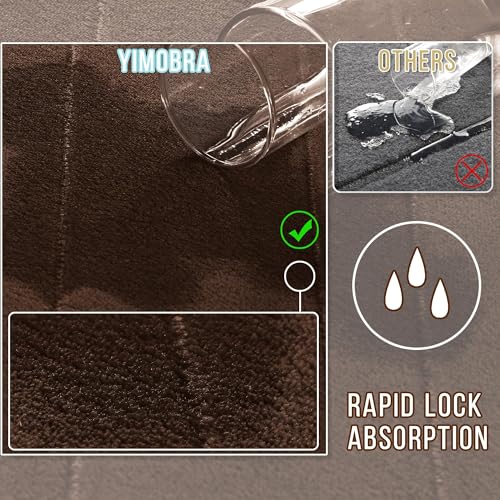 Image of Yimobra Memory Foam Bath Mat Set 2 Piece - Super Soft Absorbent Quick Dry Bathroom Toilet Rugs, Machine Washable Non Slip Floor Carpet for Tub Shower & Single Sink (31.5x20 & 24x20, Brown)