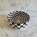 MIRATILE Handmade Countertop Ceramic Wash basin, Checkered Sink Bowl, Hand Painted Above Counter Vessel Sink, Farmhouse Bathroom Ceramic Basin with two gifts (14