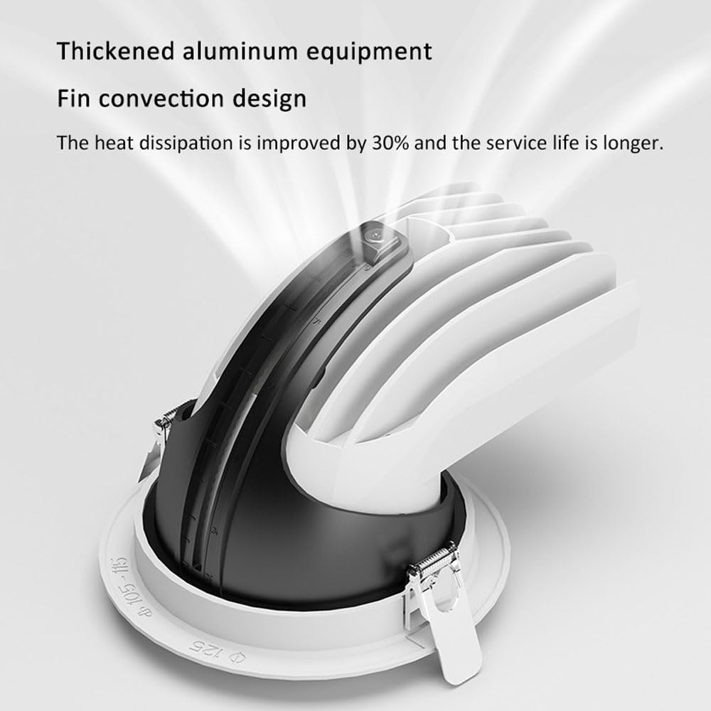 Paquete De 7 Focos Led Empotrables Giratorios para Techo, Led COB Empotrables, Focos Retráctiles Tipo Ojo De Buey, Embellecedor Antideslumbrante con Acabado Blanco Ajusta,3000k-35W