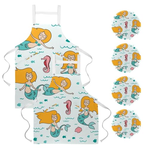 Tablier de restaurant et bistrot avec motif hippocampe pour le travail