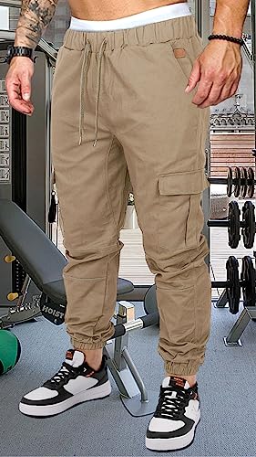 OUTSON Mens Fashion Joggers Sports Pants Casual Cotton Cargo Pants Gym Sweatpants Trousers Mens Long Pant3