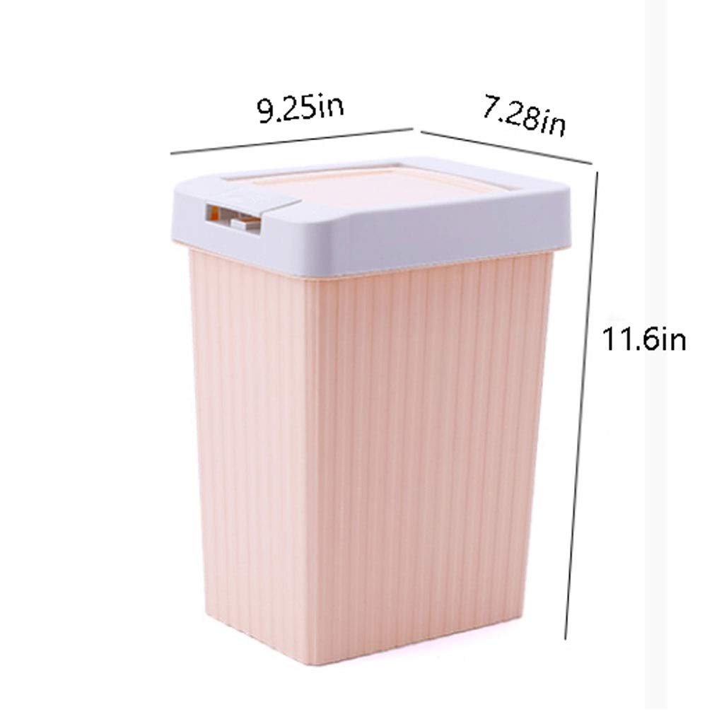 UPJAKS Cubo de Basura Caja Cuadrada táctil, Caja de Reciclaje for el hogar, Sala de Estar Cocina Estudio Dormitorio Oficina Baño Baño Plástico Bote de Basura Bote de Basura Baño (Color : Rose)