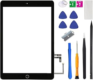 for iPad 5 5th Gen Screen Replacement A1822 A1823 2017 Digitizer 9.7 Inch, for iPad 5th Generation Touch Glass with Home Button, Adhesive, Repair Tool Kit (Black)