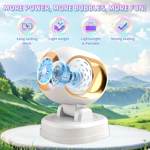Deserthome Bubble Machine, Automatic Bubble Machine for Kids Parties Toddlers, Bubble Blower Machine Bubble Maker Battery Operated, Great for Wedding Birthday - Halloween Outdoor Bubble Toy, White - Image 5