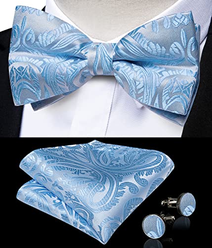 Image of DiBanGu Paisley Bow Tie and Supenders for Men Tuxedo Heavy Duty 6 Clips Suspender Adjustable Y-Shape Mens Trouser Braces