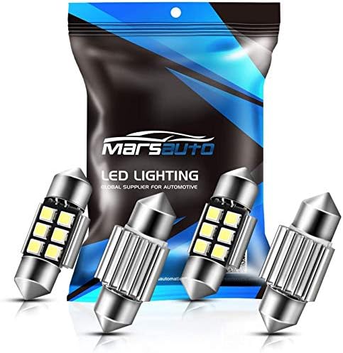 Marsauto DE3175 LED Bulb 31mm Festoon LED Bulbs White 1.2inch Super Bright 300LM 6500K 2835SMD 3175 DE3021 3022 3021 for Car Interior Dome Map License Plate Lights RV Exterior Lighting Pack of 4