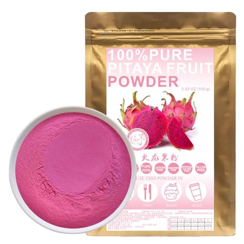100% Natural Pure Pink Pitaya Powder, 100g/3.52oz 火龙果粉 de pitaya, pitaya/pitaya, adecuado para batidos, batidos, tostados y bebidas, té