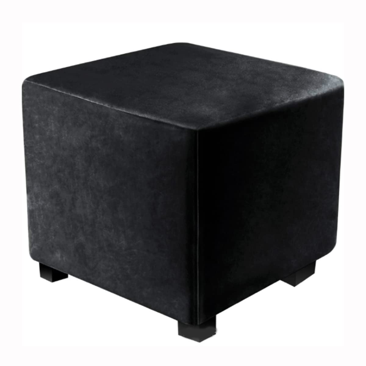 XGANGM Square Ottoman Stretch Cover Velvet Small Ottoman Slipcover Square Footstool Cover Pouffe Protector Covers, for Square Leather/Fabric Ottoman Footstool,black,15x15inch