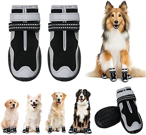 Dog Boots for Large Dogs Anti Slip, Waterproof Shoes for Dogs Hardwood Floor, Indoor Prevent Licking Adjustable Reflective Straps for Small Medium Large Dogs Puppy Senior Size 8