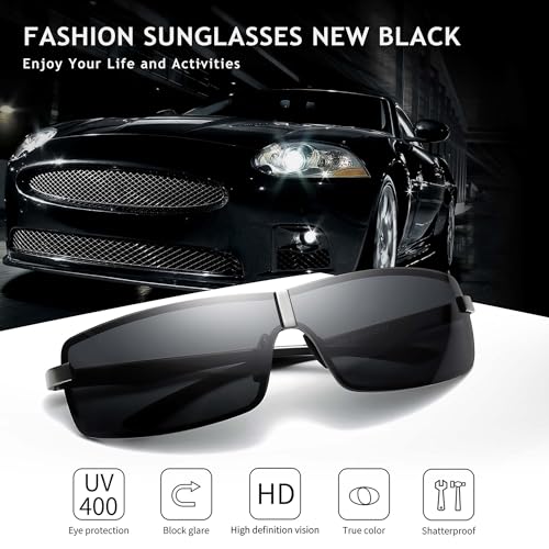 SUNGAIT Ultra Lightweight Wrap Around Polarized Sunglasses for Men Women Al-Mg Metal Frame Spring Hinge UV4002