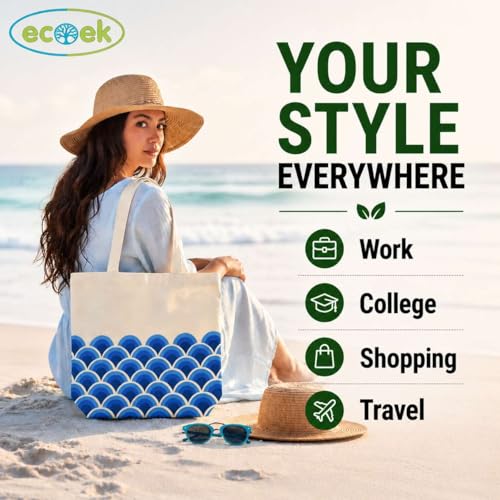 Image of Canvas Tote Bag for Women with Zipper