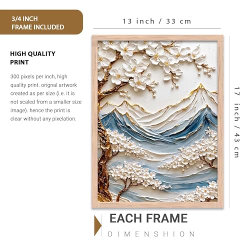 Image of kotart Mountain View Wall Art Home Decoration | Aesthetic Floral Paintings With Frame For Living Room Bed Room Hotel Wall Decor Digital Reprint (13x17 inch)