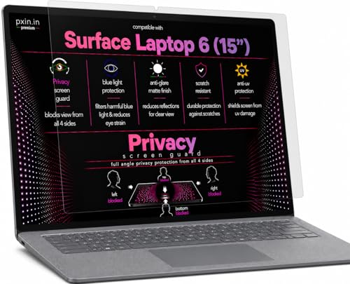 Image of Pxin 360 Pro Privacy Screen guard compatible with Surface Laptop 6 (15 inch) | Anti Glare | Anti UV | Anti Blue | Anti Reflection | Privacy Filter | Unbreakable Build