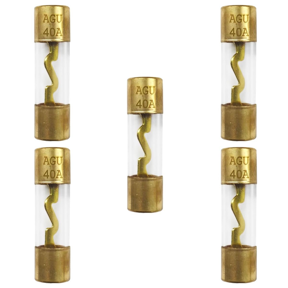 ZIMISI 5PCS 40A AGU Fuse Gold Plated Glass Car Audio Accessories Audio Stereo System Car Fuse Kit Fit