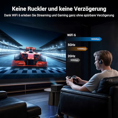 Smart Beamer 4K kompatibel mit Netflix-App,HAPPRUN H11 Beamer Heimkino mit Autofokus & Dolby Audio, WiFi 6 & Bluetooth - Outdoor Projektor Für Garten, Streaming & Spiele ohne TV-Stick – Bild 7