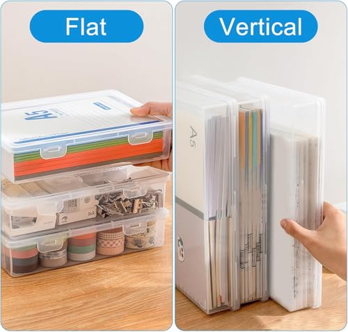 HENGBIRD Aufbewahrungsbox mit Deckel Mehrzweck-Aufbewahrungsbox Rechteckige A4 Papieraufbewahrung Stapelbare mit für Dokumente, Briefe, Sammelalben, Zeitschriften, Künstlerbedarf